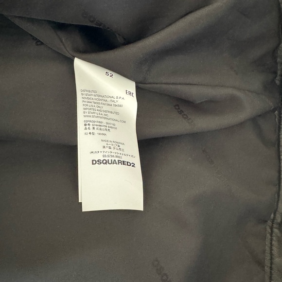 Dsquared2 Black Leather Print Biker Jacket Size 52 - Picture 10 of 15